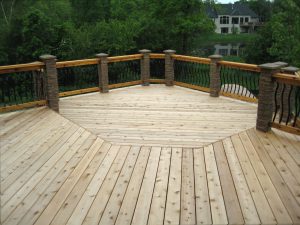 Deck with luxury railing and white wood